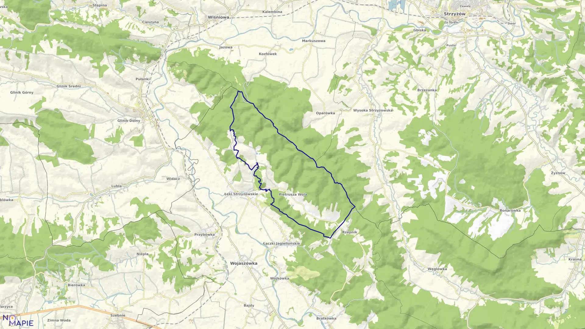Mapa obrębu Pietrusza Wola w gminie Wojaszówka